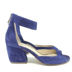 Botkier Blue suede ankle strap open toe block heels Size 7